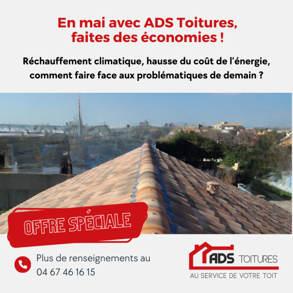 Faire des economies avec ADS Toitures en isolant votre toiture à Sète dans l'herault